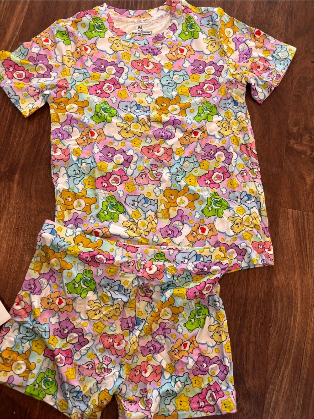 Care Bears Multicolored Bamboo Pajama Top - Pink, Yellow, Blue, Purple, Green
